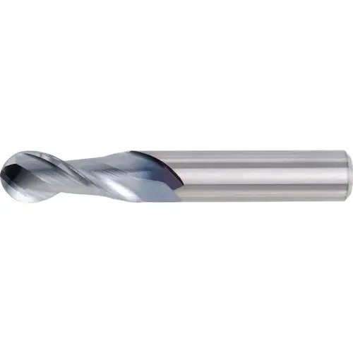 Ball End Mill: 0.2500" Dia, 0.7500" LOC, 2 Flute(s), Solid Carbide Bright/Uncoated Ball End Mill: 0.2500" Dia, 0.7500" LOC, 2 Flute(s), Solid Carbide Bright/Uncoated