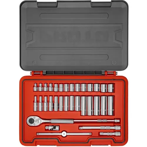 Socket Set: 34 Pc, 5/16 to " Socket
