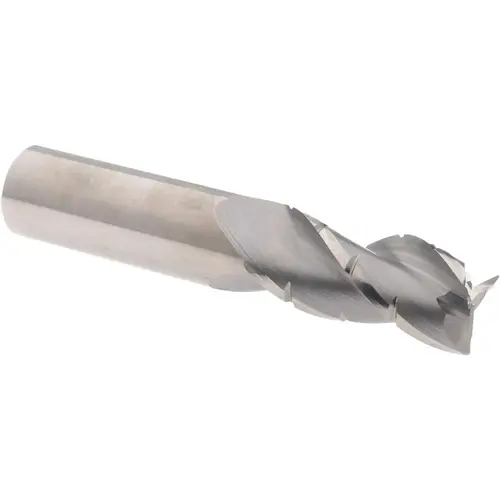 Roughing End Mill: 3 Flutes, 0.03" Corner Radius, Chipbreaker, Solid Carbide Bright/Uncoated