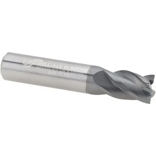 Corner Radius End Mill: 3/8" Dia, 5/8" LOC, 0.0100" Radius, 4 Flute, Solid Carbide AlTiN Corner Radius End Mill: 3/8" Dia, 5/8" LOC, 0.0100" Radius, 4 Flute, Solid Carbide AlTiN