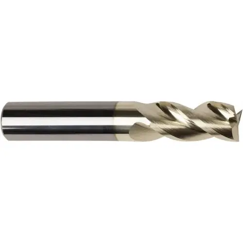 Square End Mill: 3/8" Dia, 3 Flutes, 1-1/2" LOC, Solid Carbide