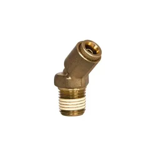 Push-To-Connect Tube to Male & Tube to Male NPT Tube Fitting: 45 degree Male Elbow, 3/8" Thread, 1/2" OD Push-To-Connect Tube to Male & Tube to Male NPT Tube Fitting: 45 degree Male Elbow, 3/8" Thread, 1/2" OD