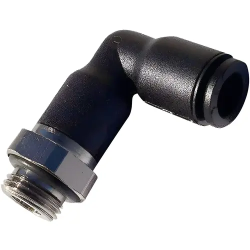 Push-To-Connect Push On Tube Fitting: 90 degree Extended Male Elbow, M5 x 0.8 Thread Push-To-Connect Push On Tube Fitting: 90 degree Extended Male Elbow, M5 x 0.8 Thread