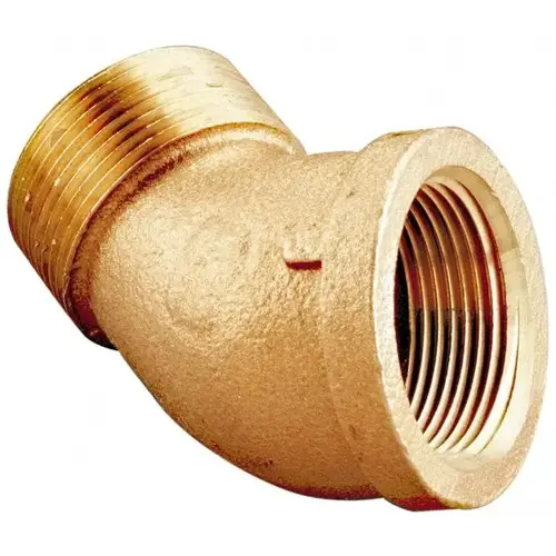 Brass Pipe 45 degree Street Elbow: 1/2" Fitting, Threaded, FNPT x MNPT, Class 125, Lead Free Brass Pipe 45 degree Street Elbow: 1/2" Fitting, Threaded, FNPT x MNPT, Class 125, Lead Free