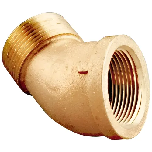 Brass Pipe 45 degree Street Elbow: 1" Fitting, Threaded, FNPT x MNPT, Class 125, Lead Free Brass Pipe 45 degree Street Elbow: 1" Fitting, Threaded, FNPT x MNPT, Class 125, Lead Free