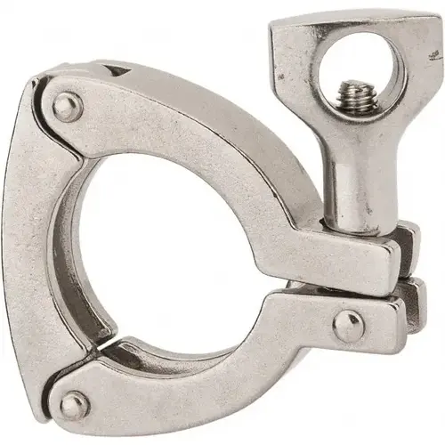 Sanitary Stainless Steel Pipe Three Piece Clamp with Holed Wing Nut: 1-1/2", Clamp Connection