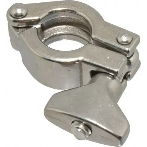 Sanitary Stainless Steel Pipe Clamp with Wing Nut: 3/4", Clamp Connection Sanitary Stainless Steel Pipe Clamp with Wing Nut: 3/4", Clamp Connection
