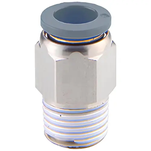 Push-To-Connect Tube to Male & Tube to Male UNF Tube Fitting: Adapter, Straight, #10-32 Thread, 1/4" OD Push-To-Connect Tube to Male & Tube to Male UNF Tube Fitting: Adapter, Straight, #10-32 Thread, 1/4" OD