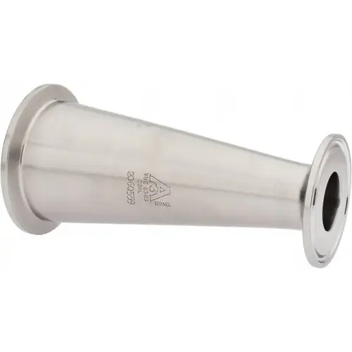 Sanitary Stainless Steel Pipe Concentric Reducer: 2 x 1", Clamp Connection Sanitary Stainless Steel Pipe Concentric Reducer: 2 x 1", Clamp Connection