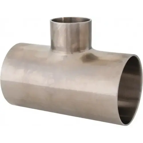 Sanitary Stainless Steel Pipe Tee: 2-1/2 x 2-1/2 x 1-1/2", Welded Connection Sanitary Stainless Steel Pipe Tee: 2-1/2 x 2-1/2 x 1-1/2", Welded Connection
