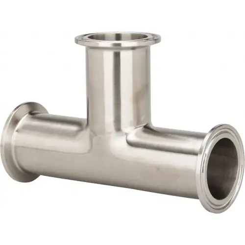 Sanitary Stainless Steel Pipe Tee: 1-1/2", Clamp Connection