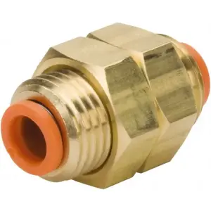 SMC PNEUMATICS KQ2E03-00A Push-to-Connect Tube Fitting: Bulkhead Union, 1/2-20 Thread, 5/32" OD