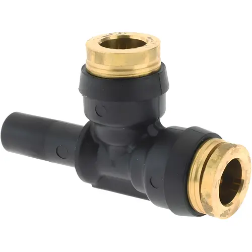 Push-To-Connect Plug-in Tube Fitting: Plug-In Run Tee, 3/8 x 3/8" OD Push-To-Connect Plug-in Tube Fitting: Plug-In Run Tee, 3/8 x 3/8" OD