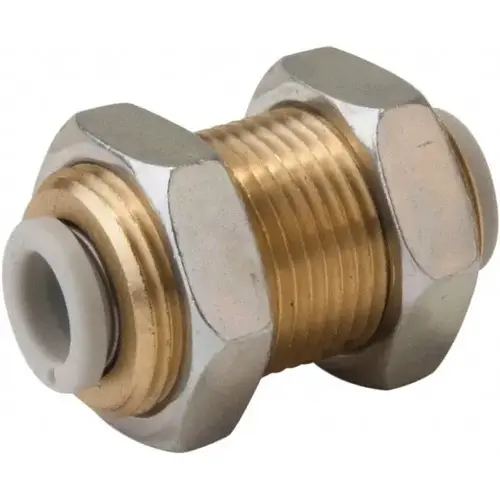 Push-to-Connect Tube Fitting: Bulkhead Union, M16 x 1 Thread Push-to-Connect Tube Fitting: Bulkhead Union, M16 x 1 Thread