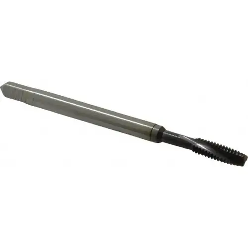Spiral Flute Tap: #8-32, UNC, 3 Flute, Modified Bottoming, 2BX Class of Fit, Powdered Metal, TiAlN Finish Spiral Flute Tap: #8-32, UNC, 3 Flute, Modified Bottoming, 2BX Class of Fit, Powdered Metal, TiAlN Finish