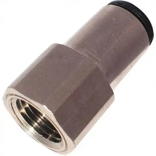 Push-To-Connect Tube to Female BSPP & Tube to Metric Thread Tube Fitting: Female Connector, Straight, 1/2" Thread Push-To-Connect Tube to Female BSPP & Tube to Metric Thread Tube Fitting: Female Connector, Straight, 1/2" Thread