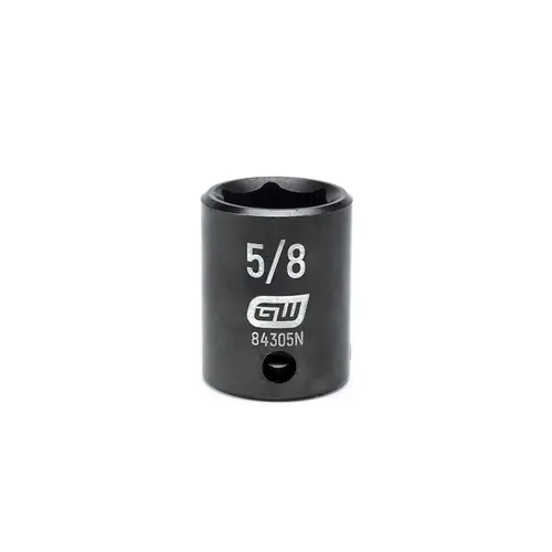 Impact Socket, 3/8 in Drive Size, 5/8 in Opening Size, 6-point, Standard Length