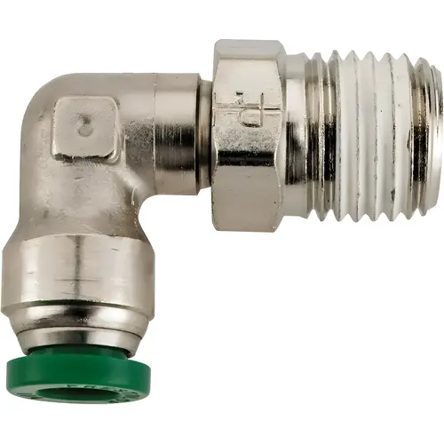 Push-To-Connect Tube to Male & Tube to Male NPT Tube Fitting: 90 degree Male Elbow, 1/4" Thread, 1/4" OD Push-To-Connect Tube to Male & Tube to Male NPT Tube Fitting: 90 degree Male Elbow, 1/4" Thread, 1/4" OD