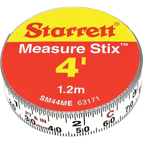 4 Ft. Long x 1/2 Inch Wide, 1/16 Inch Graduation, White, Steel Adhesive Tape Measure 4 Ft. Long x 1/2 Inch Wide, 1/16 Inch Graduation, White, Steel Adhesive Tape Measure