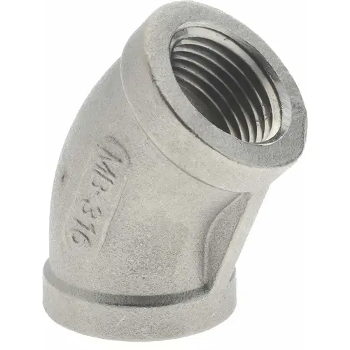 Pipe 45 degree Elbow: 1/2" Fitting, 316 Stainless Steel Pipe 45 degree Elbow: 1/2" Fitting, 316 Stainless Steel