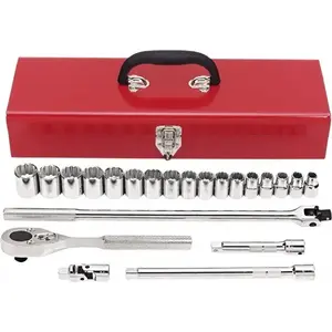 Proto J54210A Standard Socket Set: 22 Pc, 1/2" Drive, 10.00 to 26.00" Socket