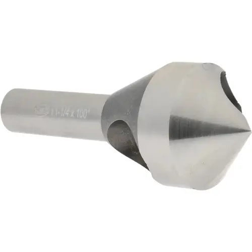 Countersink: 1-1/4" Head Dia, 100 degree Included Angle, 0 Flutes, Cobalt Steel, Right Hand Cut Countersink: 1-1/4" Head Dia, 100 degree Included Angle, 0 Flutes, Cobalt Steel, Right Hand Cut