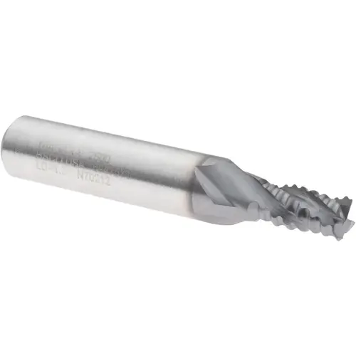 Roughing End Mill: 1/4" Dia, 4 Flutes, Single End, Cobalt TiCN