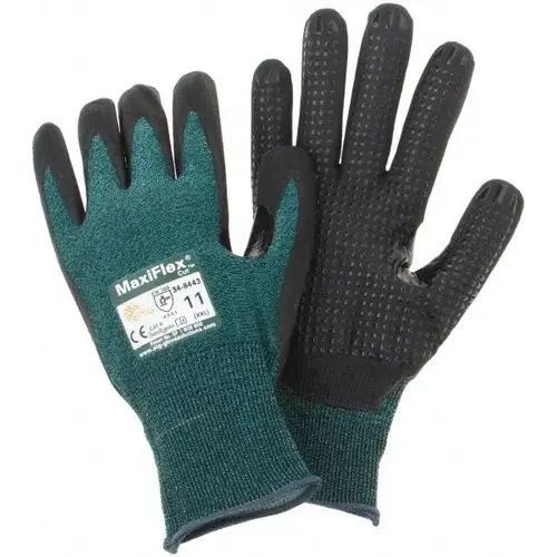 Cut-Resistant Gloves: Size 2X-Large, ANSI Cut A2, Nitrile, Series 34-8443 Cut-Resistant Gloves: Size 2X-Large, ANSI Cut A2, Nitrile, Series 34-8443