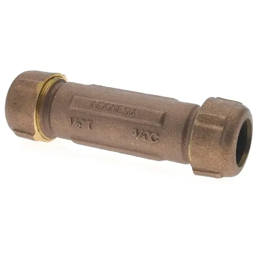 1/2" Pipe, 3/4" Copper Tube, Brass Compression Pipe Coupling 1/2" Pipe, 3/4" Copper Tube, Brass Compression Pipe Coupling