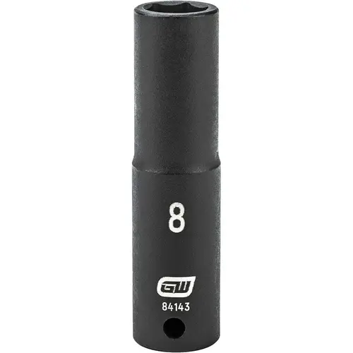 Impact Socket, 1/4 in Drive Size, 7/16 in Opening Size, 6-point, Deep Length