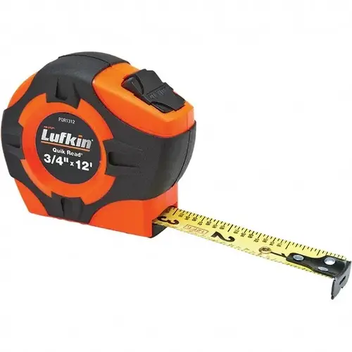 Tape Measure: 12 ft Long, 3/4" Width, Yellow Blade Hi-Viz Orange Tape Measure: 12 ft Long, 3/4" Width, Yellow Blade Hi-Viz Orange