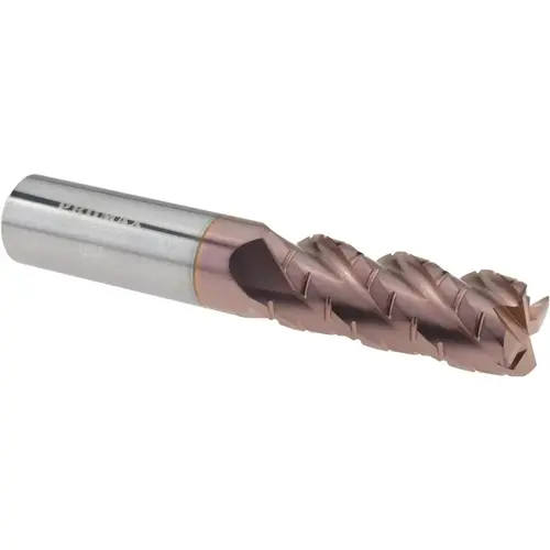 Roughing & Finishing End Mill: 1/2" Dia, 4 Flutes, 0.02" Corner Radius, Corner Radius End, Solid Carbide TiCN Roughing & Finishing End Mill: 1/2" Dia, 4 Flutes, 0.02" Corner Radius, Corner Radius End, Solid Carbide TiCN