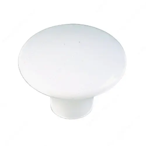Cabinet Knob, 1-1/32 in Projection, Plastic White Cabinet Knob, 1-1/32 in Projection, Plastic White