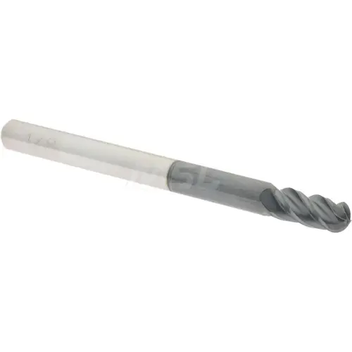 Ball End Mill: 0.125" Dia, 0.25" LOC, 4 Flute, Solid Carbide AlTiN