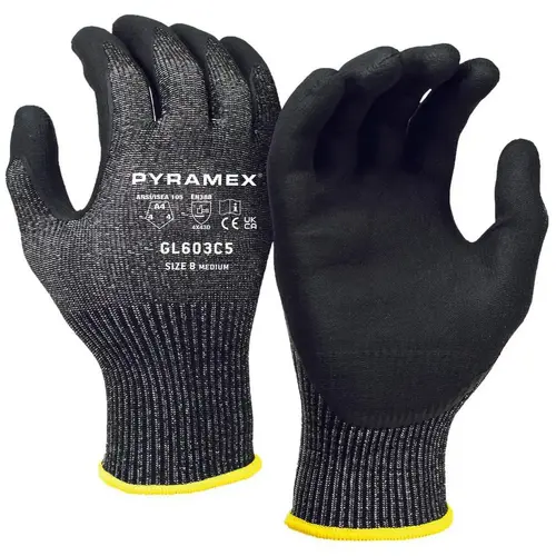 Cut & Puncture Resistant Gloves; Style: Knit ; Coating Material: Microfoam Nitrile ; Coating Coverage: Palm & Fingers ; Glove Type: Cut, Puncture & Abrasion-Resistant ; ANSI/ISEA Cut Resistance Level: A4 ; Primary Material: HPPE