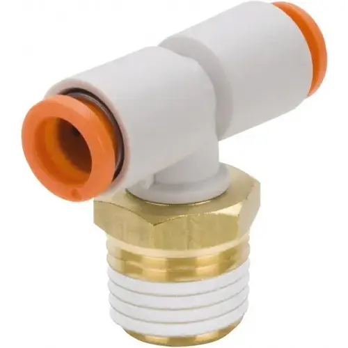 Push-to-Connect Tube Fitting: Male Branch Tee, 1/16" Thread, 5/32" OD