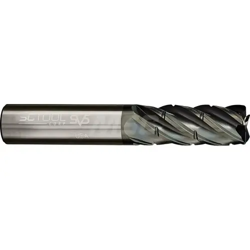 Corner Radius End Mill: 3/4" Dia, 2-1/4" LOC, 0.1200" Radius, 5 Flute, Solid Carbide AlCrN