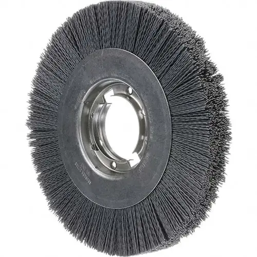 Wheel Brush: 6" Wheel Dia, Crimped Wheel Brush: 6" Wheel Dia, Crimped