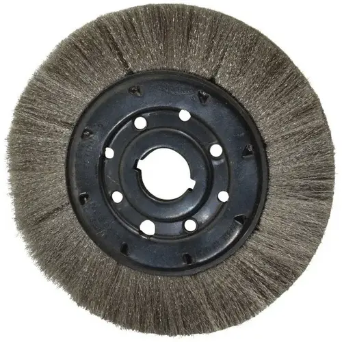 Wheel Brush: 8" Wheel Dia, Crimped Wheel Brush: 8" Wheel Dia, Crimped