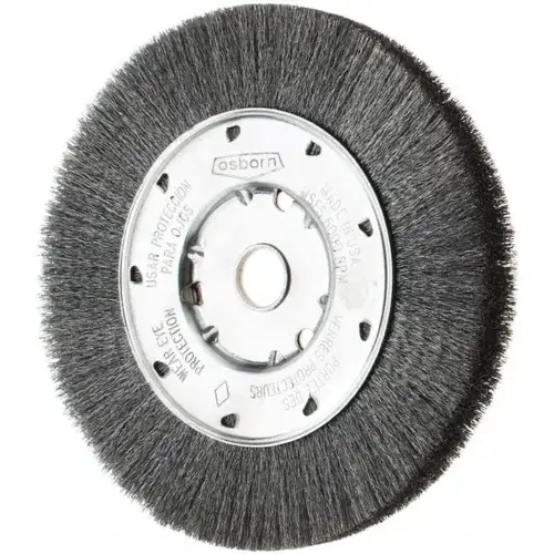 Wheel Brush: 6" Wheel Dia, 5/8" Face Width, Crimped Wheel Brush: 6" Wheel Dia, 5/8" Face Width, Crimped