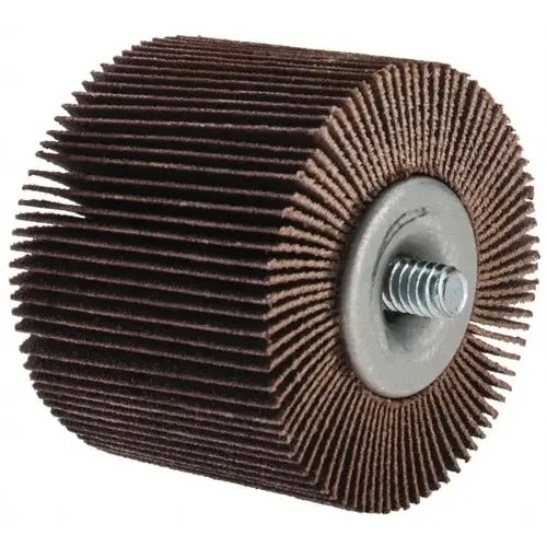 Mounted Flap Wheel: 1-1/2" Face Width, 120 Grit, Aluminum Oxide