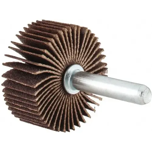 Mounted Flap Wheel: 1-3/8" Dia, 5/8" Face Width, 180 Grit, Aluminum Oxide