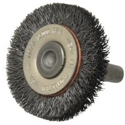 Wheel Brush: 1-1/2" Wheel Dia, Crimped
