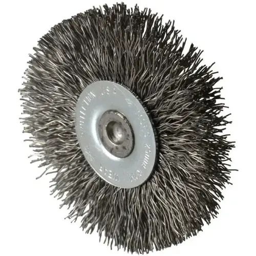 Wheel Brush: 2-1/2" Wheel Dia, Crimped Wheel Brush: 2-1/2" Wheel Dia, Crimped