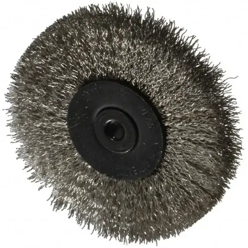 Wheel Brush: 2-1/2" Wheel Dia, Crimped Wheel Brush: 2-1/2" Wheel Dia, Crimped