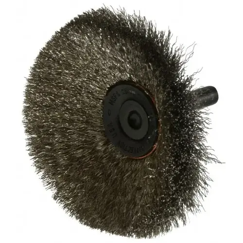 Wheel Brush: 3" Wheel Dia, Crimped Wheel Brush: 3" Wheel Dia, Crimped