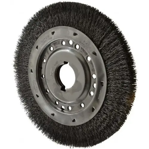 Wheel Brush: 12" Wheel Dia, Crimped Wheel Brush: 12" Wheel Dia, Crimped