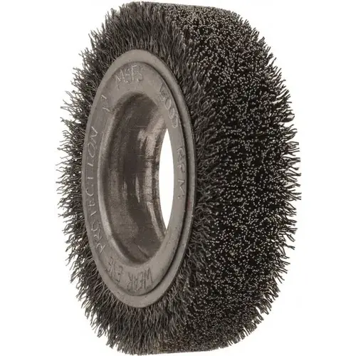 Wheel Brush: 4-1/4" Wheel Dia, Crimped Wheel Brush: 4-1/4" Wheel Dia, Crimped