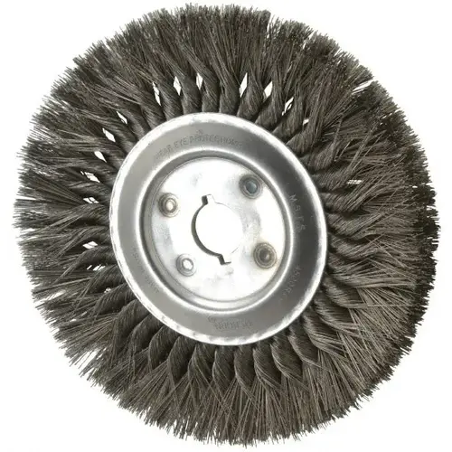 Wheel Brush: 10" Wheel Dia, Knotted Wheel Brush: 10" Wheel Dia, Knotted