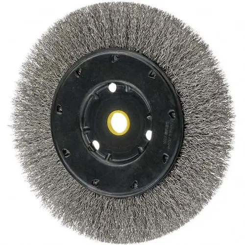 Wheel Brush: 8" Wheel Dia, 5/8" Face Width, Crimped Wheel Brush: 8" Wheel Dia, 5/8" Face Width, Crimped
